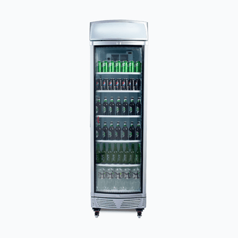 Glass curved single door Merchandiser, 380 litres, display light box