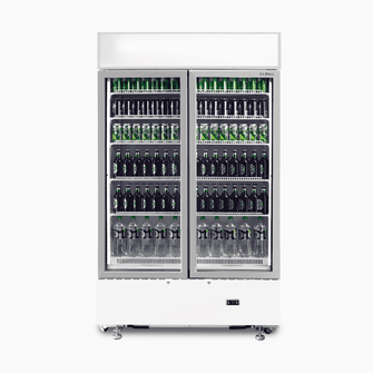 Chiller 2 xGlass door, 1000lt(gross), Cassette model, LED lights, 1200 x690x2080mm