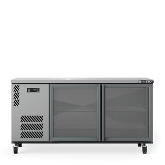 Boronia Star 2 Glass Door Underbench Fridge, 360lt, 1600 x 650 x 845, S/Steel