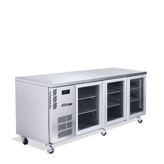 Boronia Star 3 Glass Door Underbench Fridge, 560lt, 2189 x 650 x 845, White