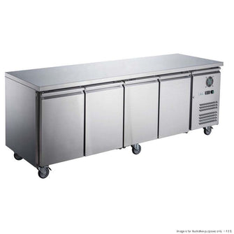 S/S four door bench fridge 449L ext 2230x600x850